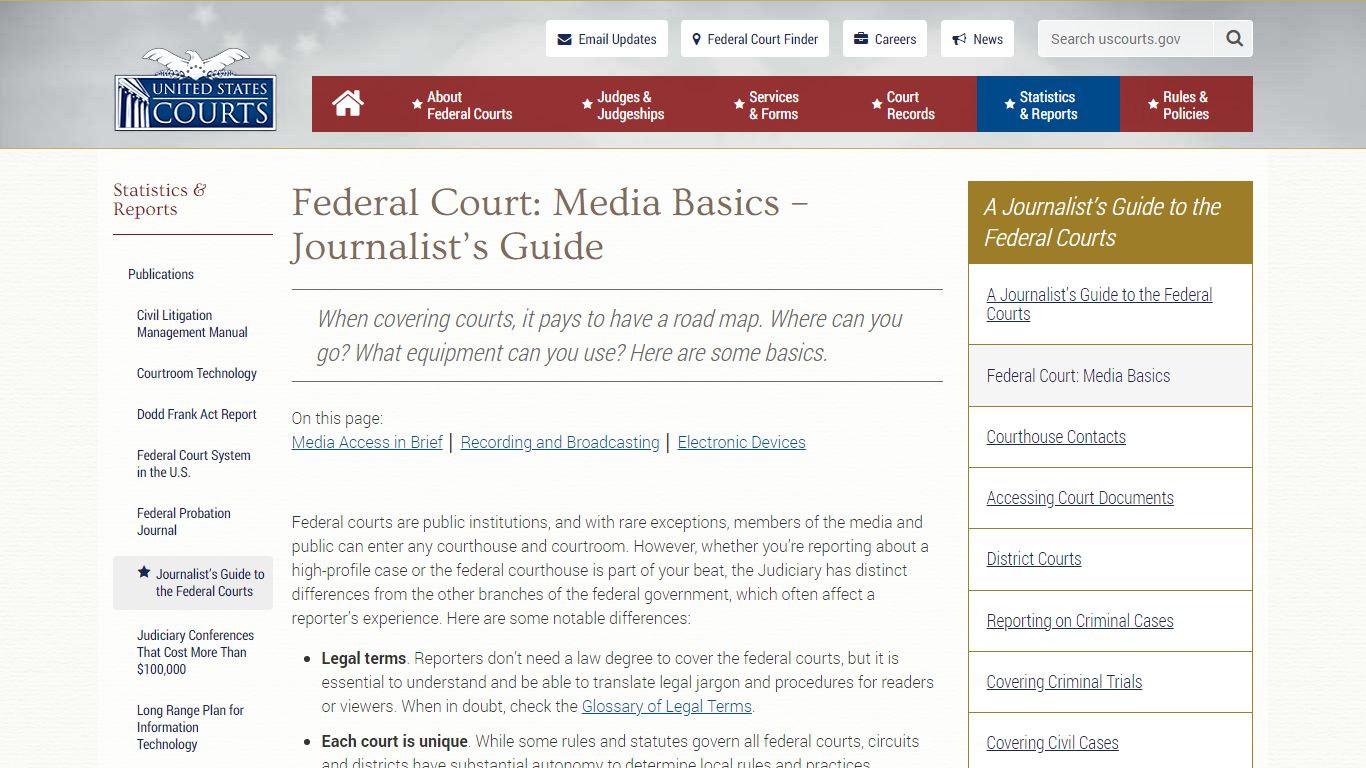 Federal Court: Media Basics – Journalist’s Guide